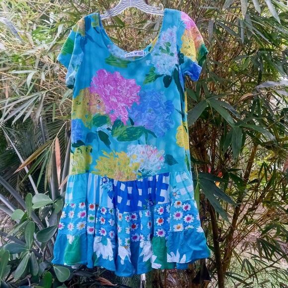 Vintage JAMS WORLD Hattie Dress Short 3 Tiers HYDRANGEA Tropical Floral M - Picture 7 of 7